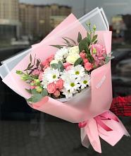 Букет цветов из:  Розы, Лизиантусы и Хризантемы в Петропавловском